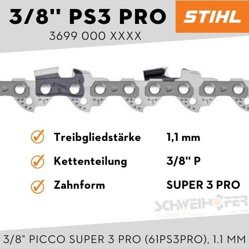 STIHL Sägekette 3/8" PS3 PRO Picco Super 3 PRO (61PS3PRO), 1.1 mm